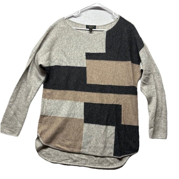 Cashmere CHARTER CLUB Luxury Women M Colorblock Long Sleeve Cozy Sweater M - Picture 1 of 3